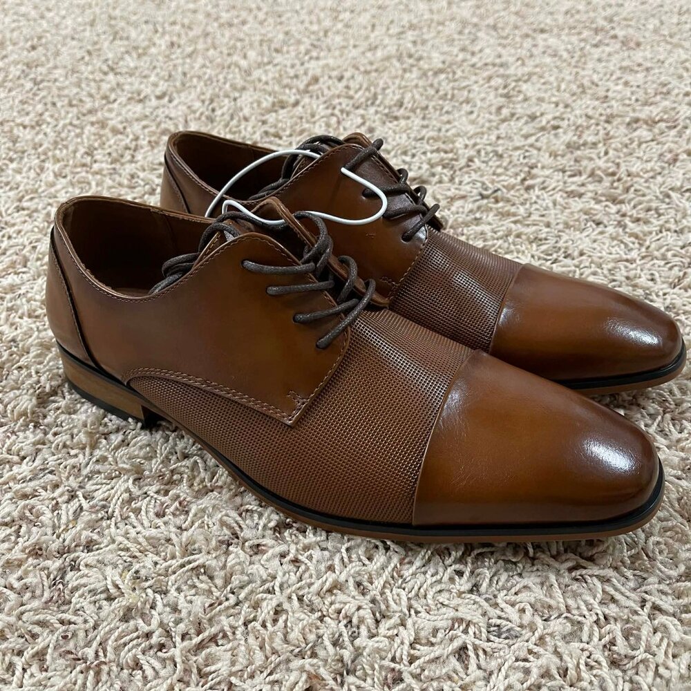 Guess Men’s Shelly Faux-Leather Oxford Loafers Shoes Brown, Size 9.5 (New)